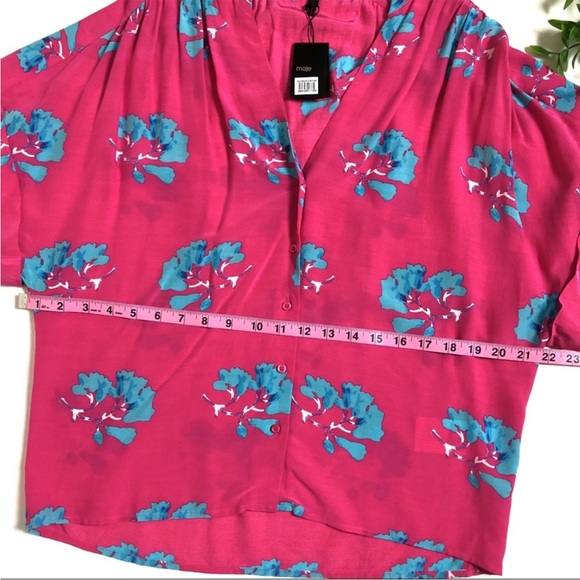 NWT Maje Clowers Floral Print Button down Blouse - Picture 6 of 7